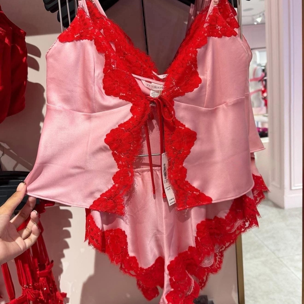 Victoria Secret Satin Lace TRIM flyaway Set. SOLD OUT ONLINE